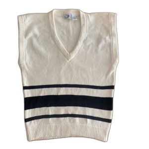 Vintage Jr Off White Striped Sweater Vest Women's Medium